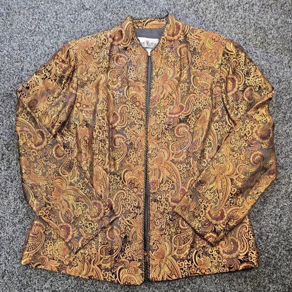 Sheri Martin of New York gold and and brown paisley brocade jacket size Large